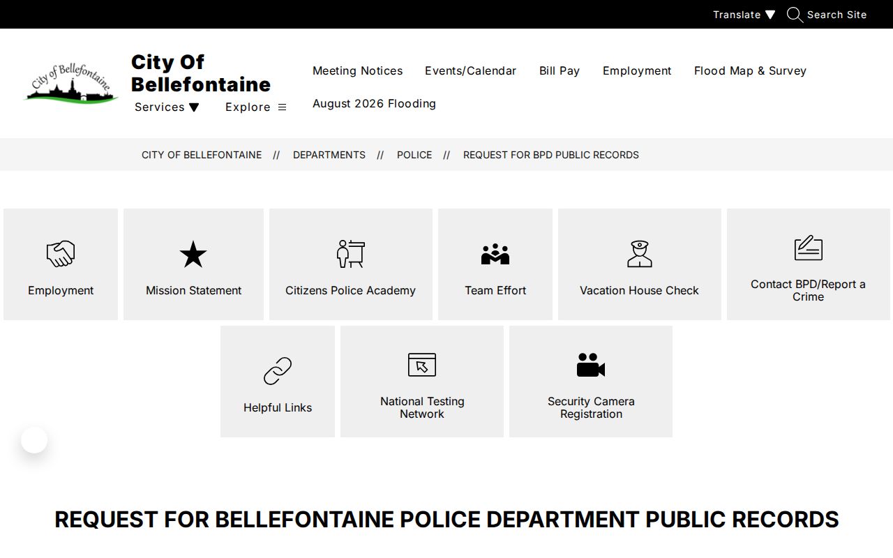 Logan County Bellefontaine police records request for arrest media